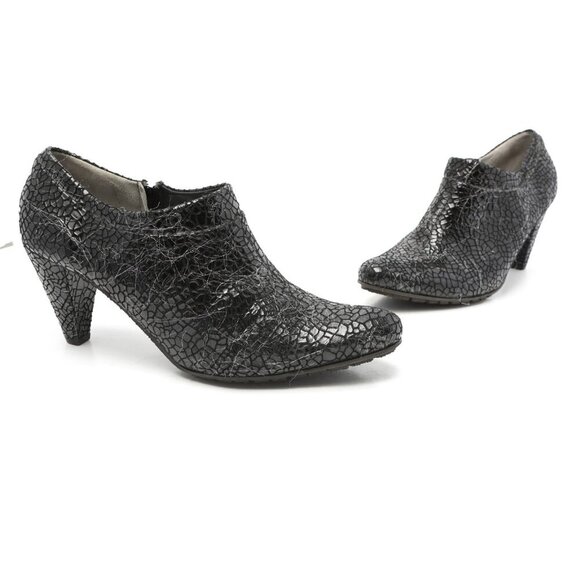 Ron White Leather Patent Ankle Shoe Shootie Black Reptile Eyelash Holographic 42 - Picture 5 of 13